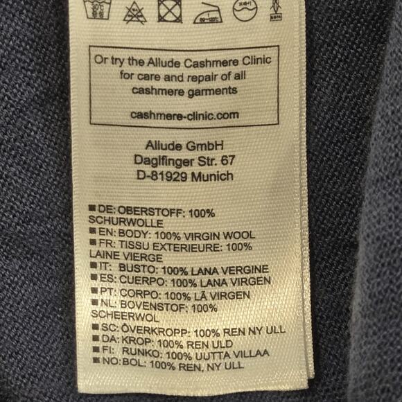 ALLUDE Blue 100% Virgin Wool Deep V-Neck Oversized Slouchy Classic Sweater, XS - Picture 7 of 9